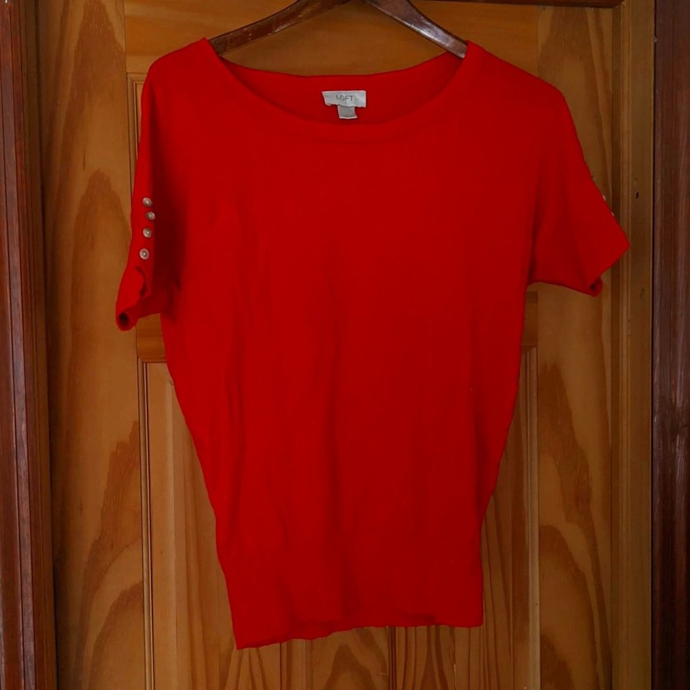 Ann Taylor LOFT - Short Sleeve Sweater - Red - S